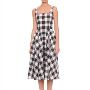 DOLCE & GABBANA SQUARE NECK PLAID GINGHAM DRESS